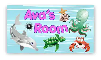 Girls Room Door Sign with Fish in Ocean Theme