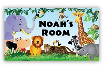 Room Door Sign Jungle Animals Theme