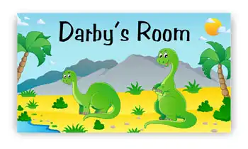 Kids Room Door Sign with Dinosaurs