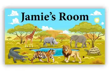 Room Door Sign Safari Animals