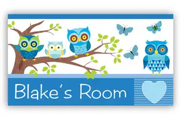 Room Door Sign for Kids Hoot Owls Theme
