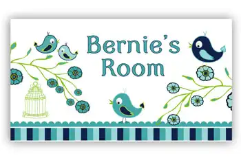 Room Door Sign for Baby Boys with Blue Birds
