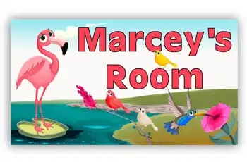 Room Door Sign with Flamingo Bird Theme