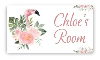 Room Door Sign with Flamingo Rose