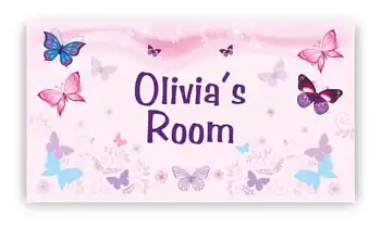 Room Door Sign with Butterfly Butterflies Theme