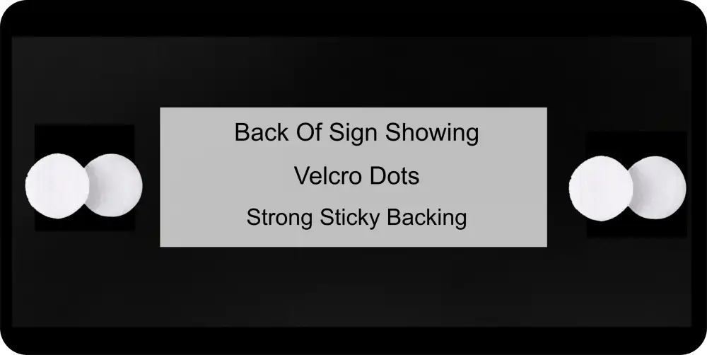 Back of door sign showing velcro dots